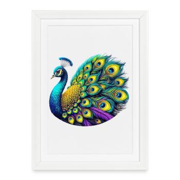 Paon - Affiche encadrée (27 × 37 cm) - blanc - Devant