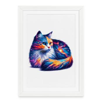 Chat - Affiche encadrée (27 × 37 cm) - blanc - Devant