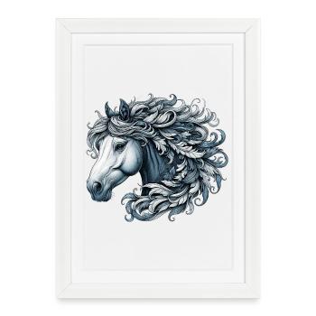 Cheval - Affiche encadrée (27 × 37 cm) - blanc - Devant