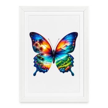 Papillon - Affiche encadrée (27 × 37 cm) - blanc - Devant