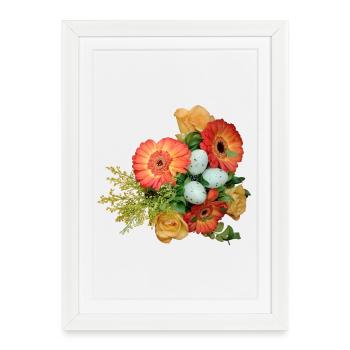 Bouquet avec motif d’œufs de Pâques - Affiche encadrée (27 × 37 cm) - blanc - Devant