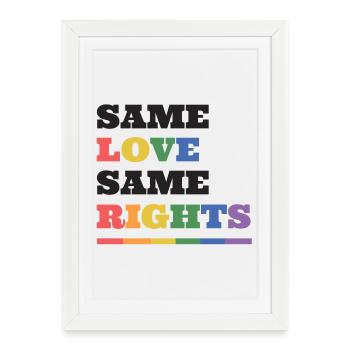 Mois de la fierté LGBTQ - Même amour, mêmes droits - Affiche encadrée (27 × 37 cm) - blanc - Devant
