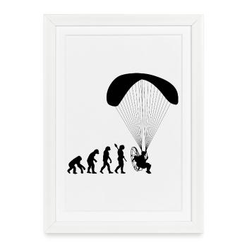 Paramotoring Human Evolution Funny - Framed poster (27 × 37 cm) - white - Front