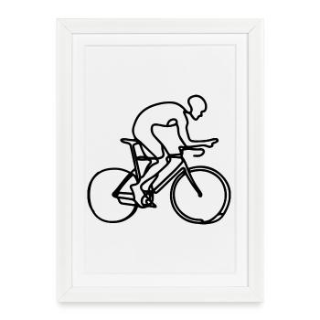 Radfahrer Zeichnung - Gerahmtes Poster (27 × 37 cm) - Weiß - Vorne