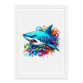 Requin - Affiche encadrée (27 × 37 cm) - blanc - Devant