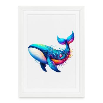 Whale - Framed poster (27 × 37 cm) - white - Front