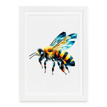Abeille polygonale - Affiche encadrée (27 × 37 cm) - blanc - Devant