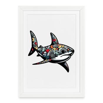 Shark - Framed poster (27 × 37 cm) - white - Front