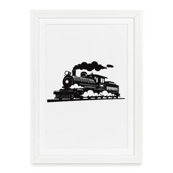 Locomotive à vapeur - Affiche encadrée (27 × 37 cm) - blanc - Devant