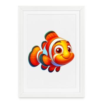 Poisson-clown - Affiche encadrée (27 × 37 cm) - blanc - Devant