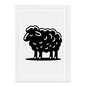 Mouton noir - Affiche encadrée (27 × 37 cm) - blanc - Devant