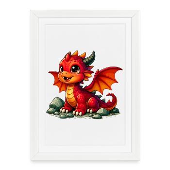 Dragon - Framed poster (27 × 37 cm) - white - Front