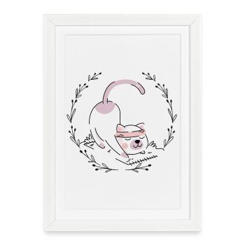 Chiot rose Bandeau breloque - Affiche encadrée (27 × 37 cm) - blanc - Devant