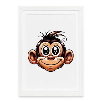 Singe - Affiche encadrée (27 × 37 cm) - blanc - Devant