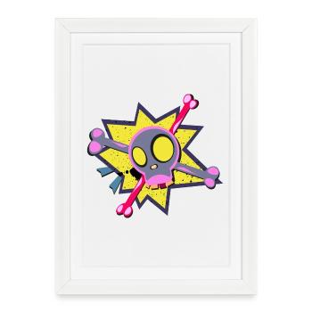 Punk Comic Skull – Perfect for Punk Rock Lovers! - Framed poster (27 × 37 cm) - white - Front