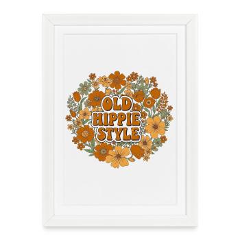 Style branché à l’ancienne comme flower power des années 70 - Affiche encadrée (27 × 37 cm) - blanc - Devant
