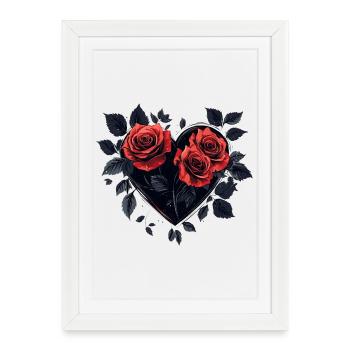 Cœur de rose bleu foncé - Affiche encadrée (27 × 37 cm) - blanc - Devant