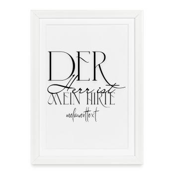The Lord is my shepherd - Psalm 23 melawert text - Framed poster (27 × 37 cm) - white - Front