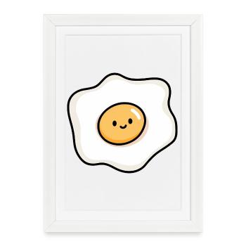 Cute Egg Ilustration Food Lover - Framed poster (27 × 37 cm) - white - Front
