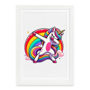 Dab Licorne Dabbing Licornes Fille Licorne - Affiche encadrée (27 × 37 cm) - blanc - Devant