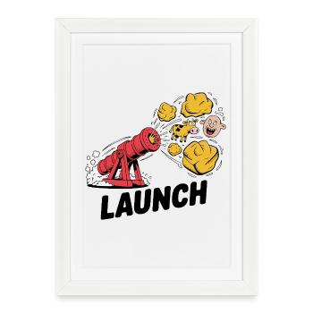Comic Dinosaur Cannon Explosion Design - Framed poster (27 × 37 cm) - white - Front