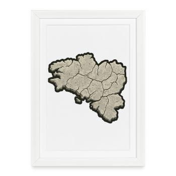 Carte Bretagne Pierre – Identité & Fierté Bretonne - Affiche encadrée (27 × 37 cm) - blanc - Devant