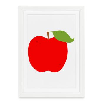 Illustration de pomme rouge vif - Affiche encadrée (27 × 37 cm) - blanc - Devant