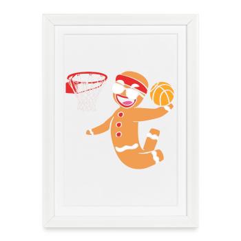 Gingerbread Man Christmas Basketball Gingerbread - Framed poster (27 × 37 cm) - white - Front