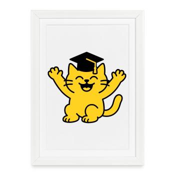 Bachelor Cat / Cat Diploma - Framed poster (27 × 37 cm) - white - Front