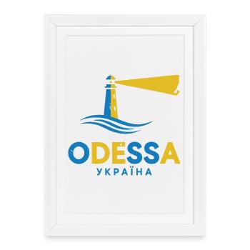 Odessa Lighthouse Night Scene Tee - Framed poster (27 × 37 cm) - white - Front
