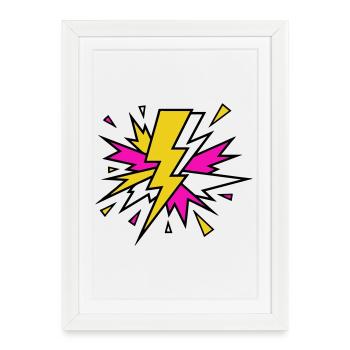 Explosion de néons à faisceau jaune - Affiche encadrée (27 × 37 cm) - blanc - Devant