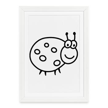 Ladybug – Cute lucky charm garden motif - Framed poster (27 × 37 cm) - white - Front