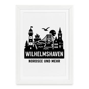 Wilhelmshaven Silhouette City of Friesland Moin - Framed poster (27 × 37 cm) - white - Front