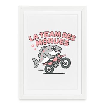 Equipe Morues Moto - Affiche encadrée (27 × 37 cm) - blanc - Devant