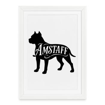 American Staffordshire Bully Great Dane Bulldog terrier - Affiche encadrée (27 × 37 cm) - blanc - Devant