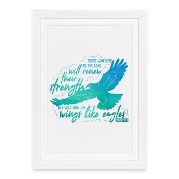 Isaïe 40 31 - planent sur leurs ailes comme des aigles Lettrage - Affiche encadrée (27 × 37 cm) - blanc - Devant