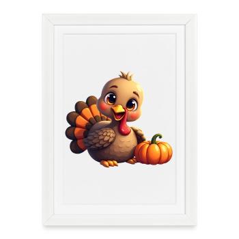 Bébé dinde de Thanksgiving - Affiche encadrée (27 × 37 cm) - blanc - Devant