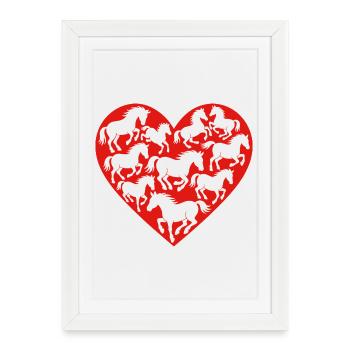 Cœur de chevaux - Affiche encadrée (27 × 37 cm) - blanc - Devant