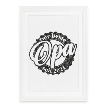 Le meilleur papy depuis 2021 - Affiche encadrée (27 × 37 cm) - blanc - Devant