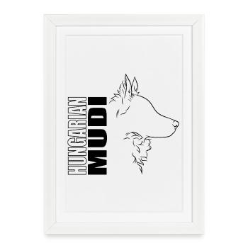 Hongrois Mudi Profil Chien Chien Wilsigns - Affiche encadrée (27 × 37 cm) - blanc - Devant