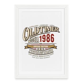 Modèle vintage 1986 | Cadeau d’anniversaire - Affiche encadrée (27 × 37 cm) - blanc - Devant
