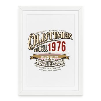Modèle vintage 1976 | Cadeau d’anniversaire - Affiche encadrée (27 × 37 cm) - blanc - Devant