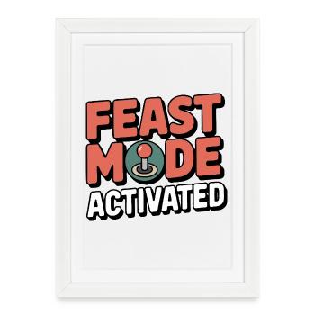 Mode festin Activé : Cadeau drôle de Gamer Food Lover - Affiche encadrée (27 × 37 cm) - blanc - Devant