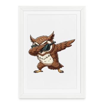Chouette de dessin animé cool qui tamponne la chouette fauve - Affiche encadrée (27 × 37 cm) - blanc - Devant