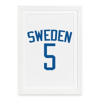 Suède 5 – Design sportif - Affiche encadrée (27 × 37 cm) - blanc - Devant