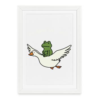 Dawn Ride Frog on Duck - Framed poster (27 × 37 cm) - white - Front