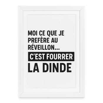 Réveillon Fourrer la Dinde - Affiche encadrée (27 × 37 cm) - blanc - Devant