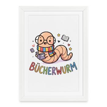 Adorable cadeau de lecture pour un rat de bibliothèque allemand - Affiche encadrée (27 × 37 cm) - blanc - Devant