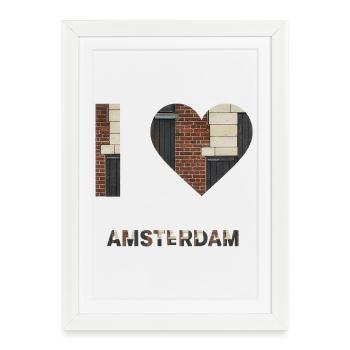 Amsterdam Brick Heart Emblem Tee - Framed poster (27 × 37 cm) - white - Front