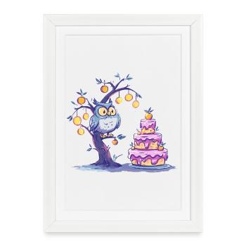 Night Owl Tree Cake - Framed poster (27 × 37 cm) - white - Front